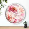 bohemian rose wall clock white frame white hands over shelf bohemian rose wall clock white frame white hands over shelf