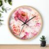 bohemian rose wall clock wood frame black hands over shelf bohemian rose wall clock wood frame black hands over shelf