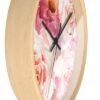 bohemian rose wall clock wood frame black hands side view bohemian rose wall clock wood frame black hands side view