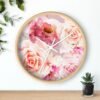 bohemian rose wall clock wood frame black hands wood frame white hands over shelf bohemian rose wall clock wood frame black hands wood frame white hands over shelf