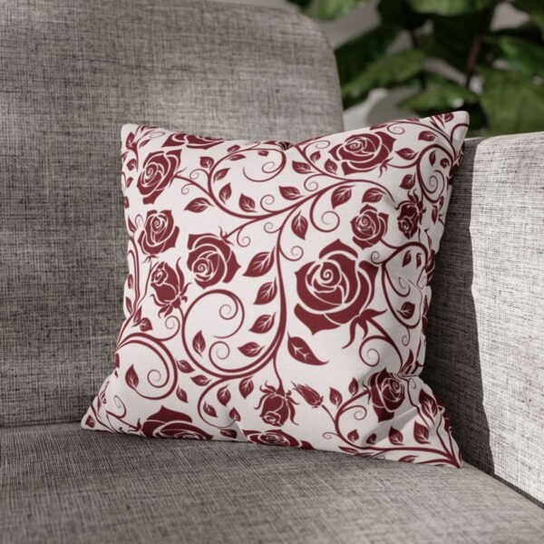 burgundy vintage roses throw pillow on couch