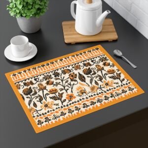 fall flowers cotton placemat on table