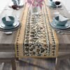 fall flowers cotton table runner on table