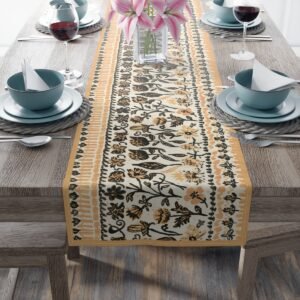 fall flowers cotton table runner on table fall flowers cotton table runner on table