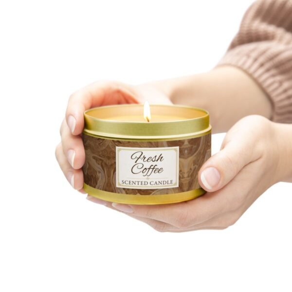 fresh coffee coconut soy wax lit candle gold 8 oz jar