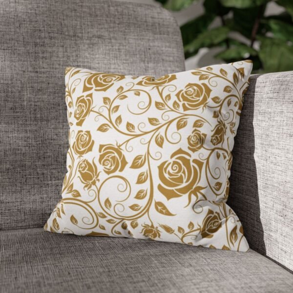 gold vintage roses throw pillow on sofa