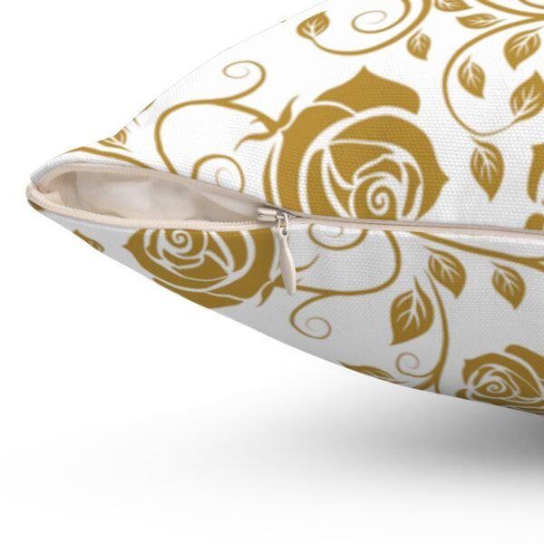 gold vintage roses throw pillow zipper closure