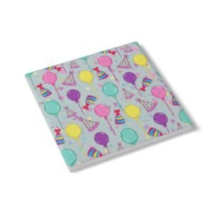 happy birthday ceramic tile coaster square side view