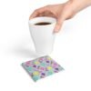 happy birthday ceramic tile coaster square with hand holding coffee cup