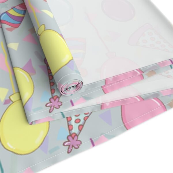 happy birthday cotton table runner gray close up