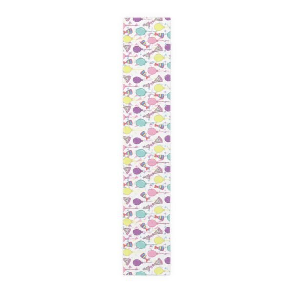happy birthday cotton table runner white