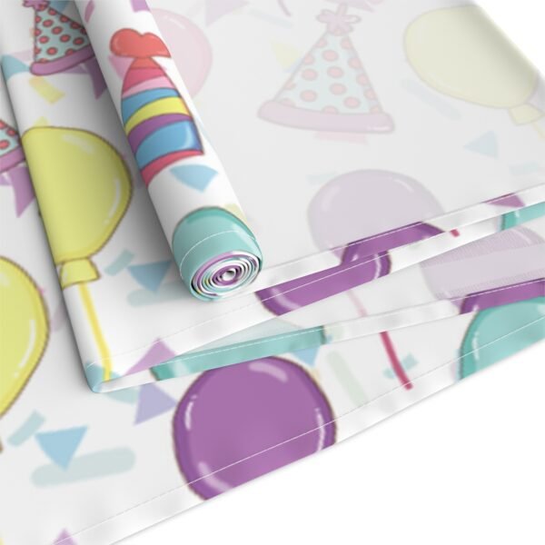 happy birthday cotton table runner white close up