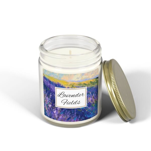 lavender fields 9oz Candle Clear Jar with lid off lavender fields 9oz Candle Clear Jar with lid off