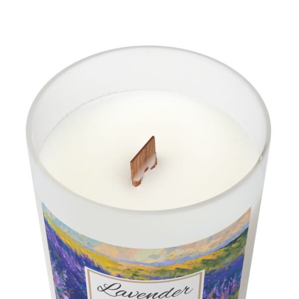 lavender fields wood wick candle top view