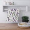 lavender sprigs kitchen tea towel hanging on rack lavender sprigs kitchen tea towel hanging on rack