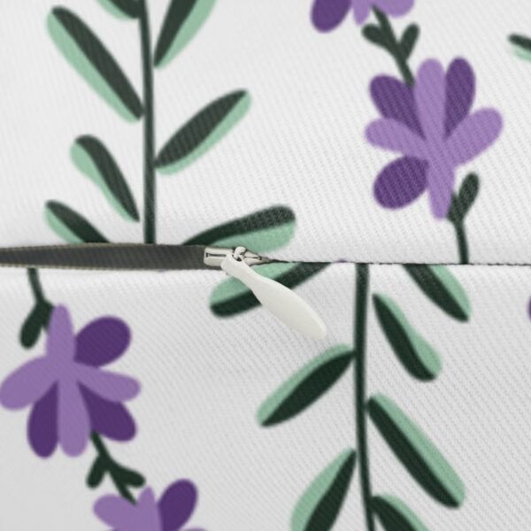 lavender sprigs lumbar pillow zipper close up lavender sprigs lumbar pillow zipper close up