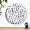 lavender sprigs wall clock white with white hands over shelf lavender sprigs wall clock white with white hands over shelf