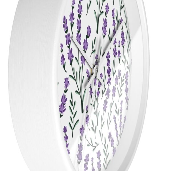 lavender sprigs wall clock white with white hands side view lavender sprigs wall clock white with white hands side view
