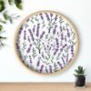 lavender sprigs wall clock wood with white hands over shelf lavender sprigs wall clock wood with white hands over shelf