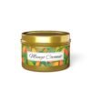 mango coconut 4 oz gold tin candle jar