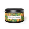 mango coconut 8 oz black tin candle jar