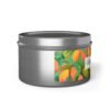 mango coconut 8 oz silver tin candle jar side view