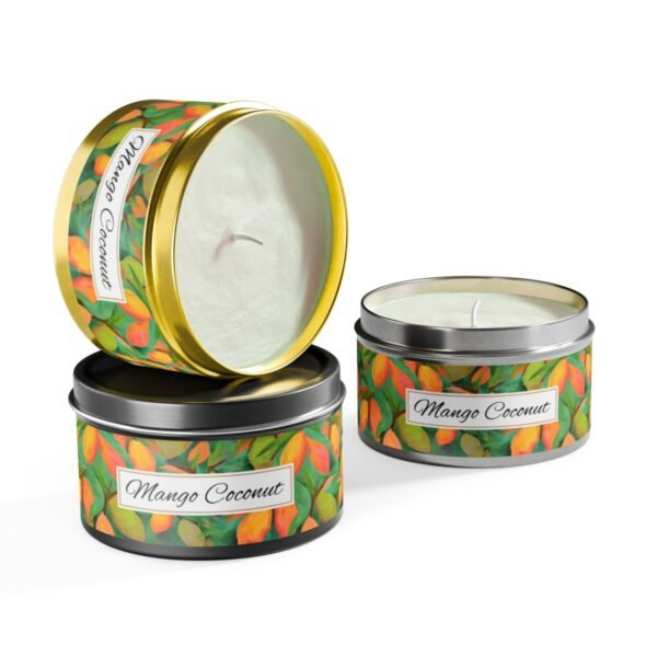 mango coconut all colors tin candle jar