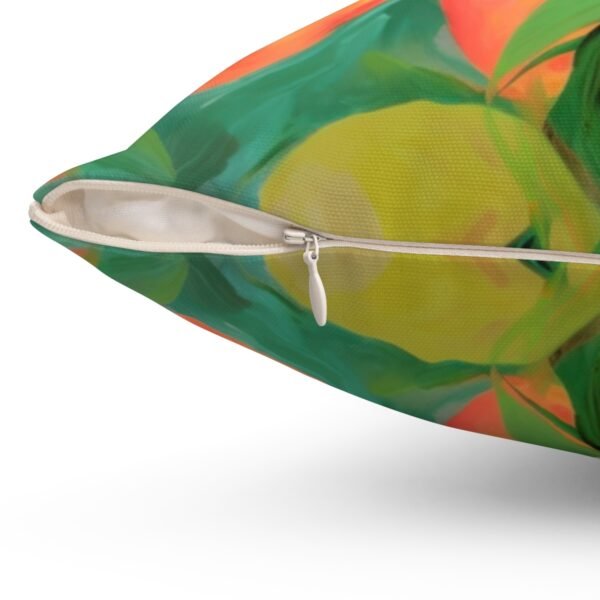 mangoes square pillow close up of zipper mangoes square pillow close up of zipper