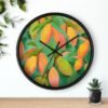 mangoes wall clock black above shelf