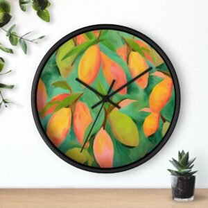 mangoes wall clock black above shelf mangoes wall clock black above shelf