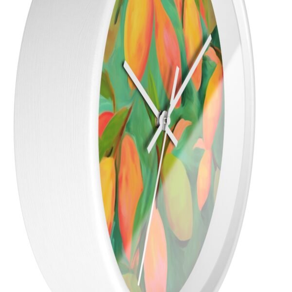 mangoes wall clock white frame white hands side view