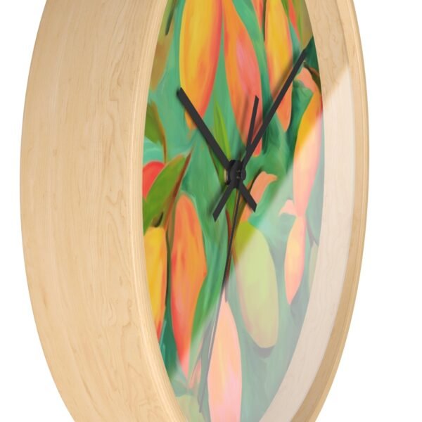 mangoes wall clock wood frame black hands side view