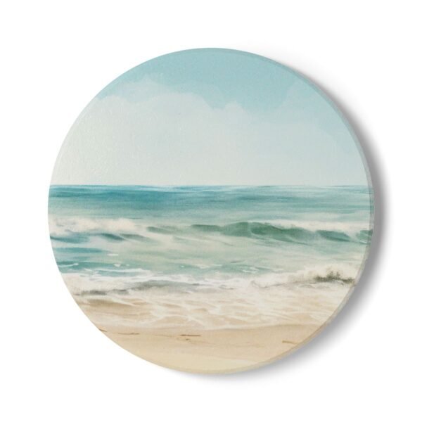 ocean breeze ceramic tile coaster round