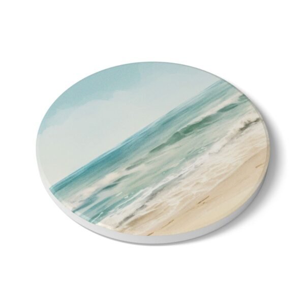 ocean breeze ceramic tile coaster round side view