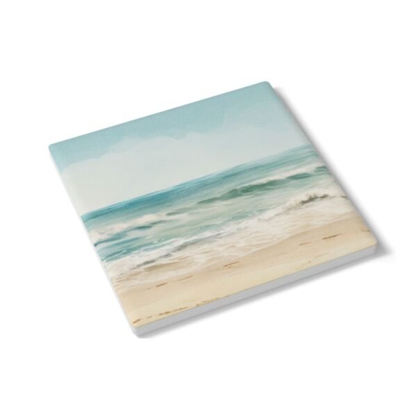 ocean breeze ceramic tile coaster square side view