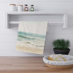 ocean breeze tea towels hanging on rack