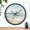 ocean breeze wall clock black frame black hands above shelf