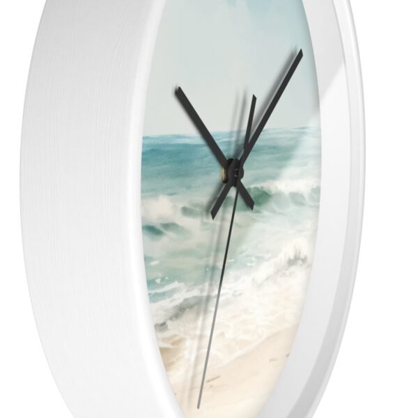 ocean breeze wall clock white frame black hands side view