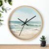 ocean breeze wall clock wood frame black hands above shelf