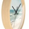 ocean breeze wall clock wood frame black hands side view