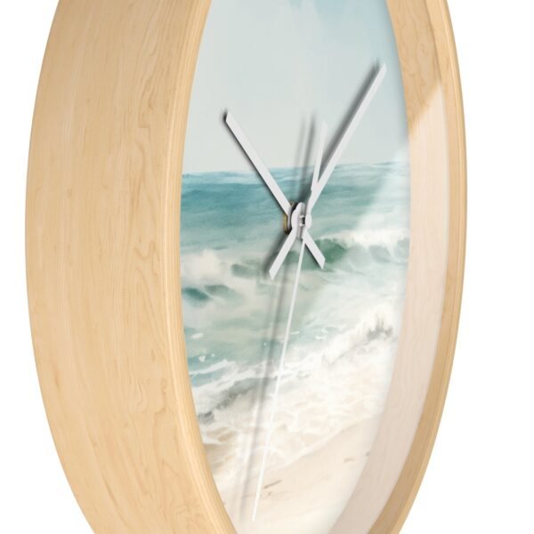 ocean breeze wall clock wood frame white hands side view