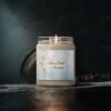 sea salt orchid soy wax lit candle with gray studio lighting