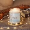 sea salt orchid soy wax lit candle with string lights