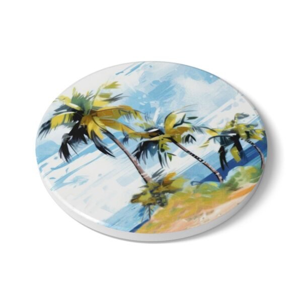 tropical retreat ceramic tile coaster round side view