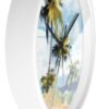 tropical retreat wall clock white frame black hands side view tropical retreat wall clock white frame black hands side view