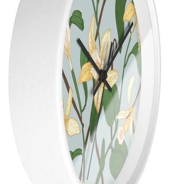 vanilla bean wall clock white frame black hands side view
