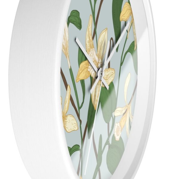 vanilla bean wall clock white frame white hands side view