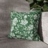 white green vintage roses throw pillow on couch