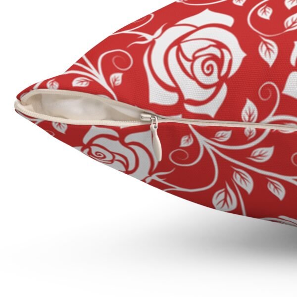 white red vintage roses throw pillow zipper closure