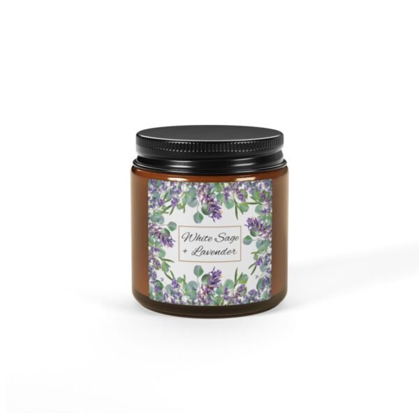 white sage lavender soy candle 4 oz amber jar. white sage lavender soy candle 4 oz amber jar.